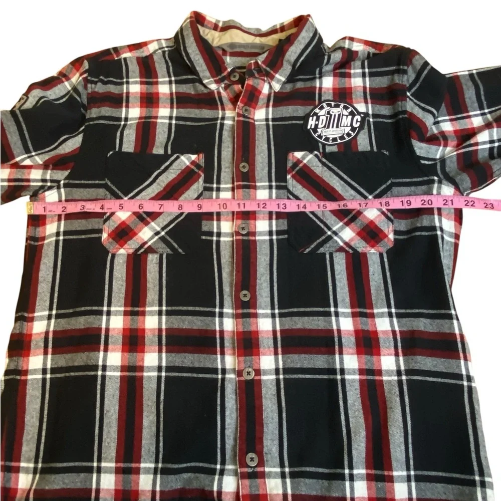 Harley Davidson Plaid Long Sleeve Flannel Elbow Patch Shirt
Men’s Size L slim - Picture 9 of 11